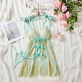 thumbnail image 4 of Women Satin Lace Chemise Nightgown Full Slips Sleepwear Green S, 4 of 7