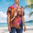 thumbnail image 3 of Pofeuu Oil Paintings of Elephants Print Hawaiian Shirt for Men Sleeves Casual Button Down Summer Beach Dress Shirts T-Shirts,Large, 3 of 7