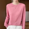 thumbnail image 5 of Liuinsasek Women's Long-Sleeve Top Knit Pullover Fashionable Thin Lightweight Solid-Color Round-Neck Base Layer Winter Outfits, 5 of 8