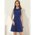 thumbnail image 2 of Vestido De Tweed A Cuadros Sin Mangas Para Mujer Vestidos De Trabajo De Pata De Gallo Entallados Y Acampanados Azul Oscuro S INSPIRE CHIC Vestido, 2 of 5