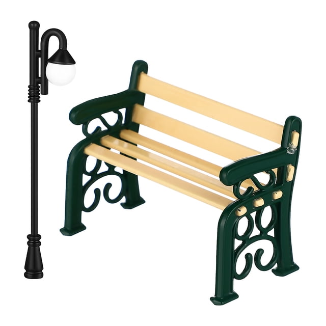 MOVTOTOP Durable Alloy Mini Bench and Street Lamp for Decoration Multi Color Long Lasting Display 1 Set