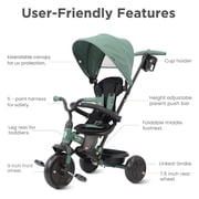 QPlay 6 in 1 Toddlers Tricycle for Ages Baby 10 Months-6 Years, Adjustable Parent Push Handle, Removable Canopy, 5-Point Harness, Rear Wheel Brakes