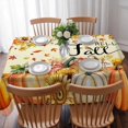 thumbnail image 3 of Orange Hello Fall Table Cloth Waterproof Tablecloths, Thanksgiving Pumpkins Maple Leaf Tablecloth Dining Table Cover for Kitchen Party Tabletop Outdoor, Rectangle Tablecloth 52x70 Inch, 3 of 9