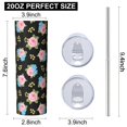 thumbnail image 3 of Pioneer Flower Floral Print Pattern 20oz Skinny Tumbler with Straw & Lid, Double Wall Vacuum Insulated Cup, Leak-Proof, Cup Holder Friendly, Hot 6H Cold 12H, 3 of 6
