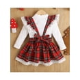 thumbnail image 5 of Gzhioc Kids Girls Dress Suit, Long Sleeve Round Neck Knitting Solid Color Shirt + Plaid Lace Christmas Dress,0-24 Months, 5 of 9
