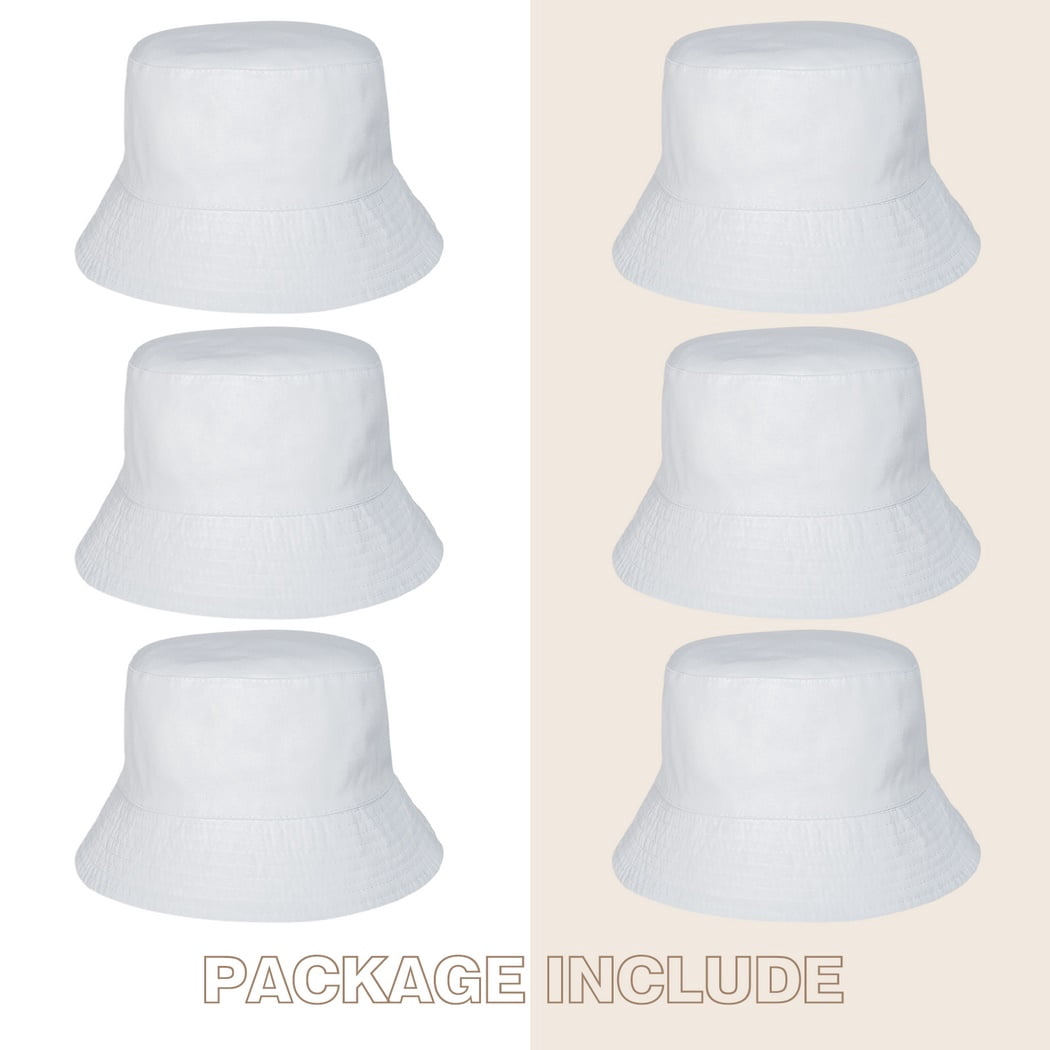 6 Pcs White Bucket Hats Bulk, Sublimation Hats Blank Beach  display picture 1