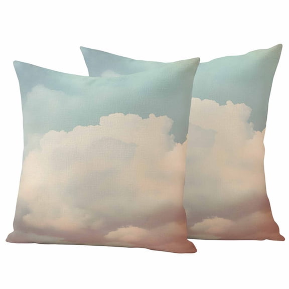 Vintage Cloudy Sky Outdoor Waterproof Pillow Covers, Retro Rustic Clouds Scenery Decorative Square Throw Pillowcase Sofa Cushion Sham for Patio/Couch/Chair, 18"x18" 2 Pack