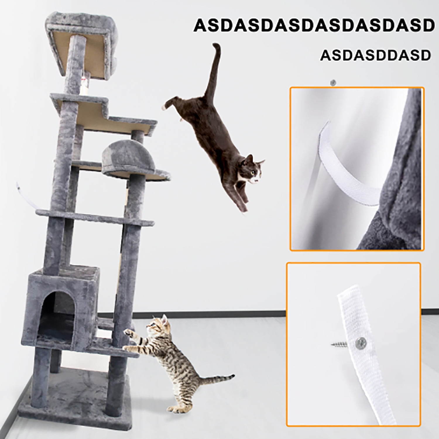 Kadyn 63" Cat Tree, Cat Climbing Stand for Large Cats 20 Lbs, Gray Cat Tower for Indoor Cats, Cat Climbing Tower Kadyn 63" Cat Tree, Cat Climbing Stand for Large Cats 20 Lbs, Gray Cat Tower for Indoor Cats, Cat Climbing Tower