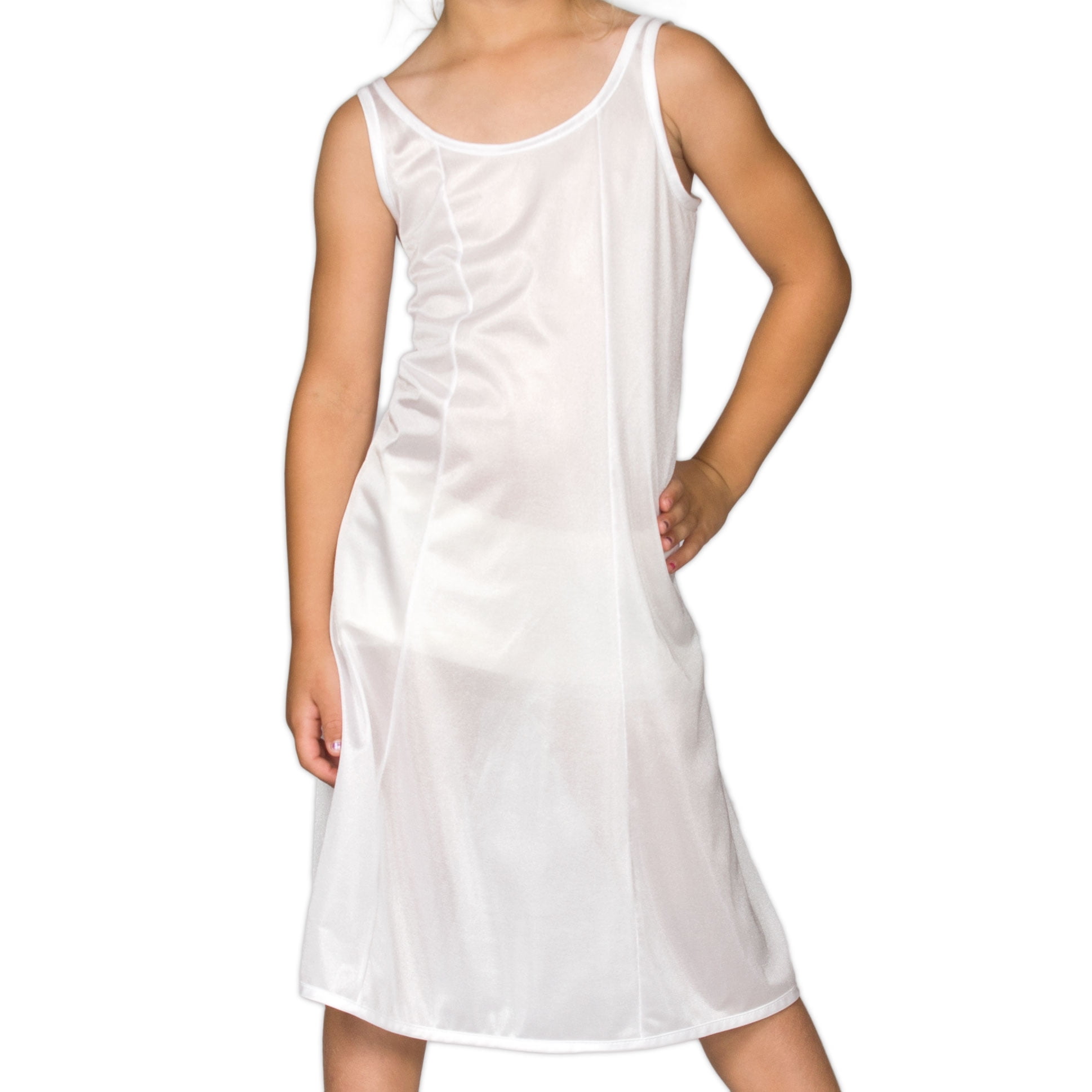 IC Collections I.C. Collections Girls White Sleek Nylon Slip Tea