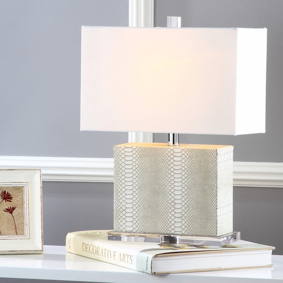 SAFAVIEH Delia 20.5 in. H Rectangular Faux Table Lamp, Cream