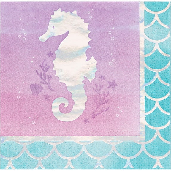 192/Case Bulk Iridescent Mermaid Party Beverage Napkins