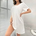 thumbnail image 2 of Asxite Womens Pajamas Solid Round Neck Short Sleeve Loose Breathable Loungewear Midi Nightgown, 2 of 7