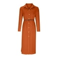 thumbnail image 5 of Ersazi Boho Clothes for Women in Clearance Fashion Women Summer Casual Solid Dress V-Neck Long Sleeve Loose Dress Orange M, 5 of 6