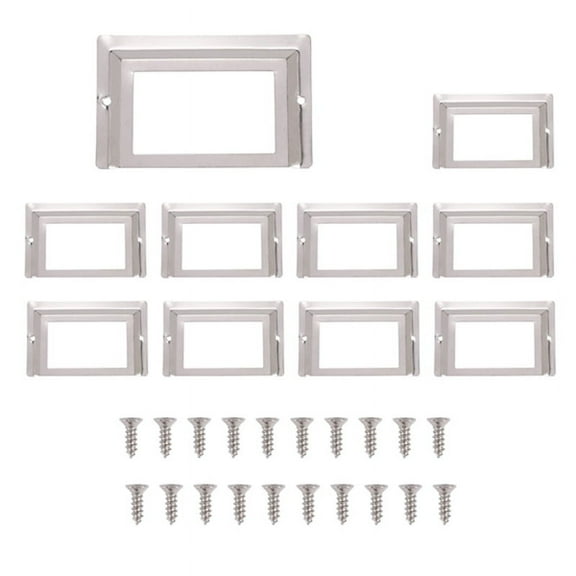 ckepdyeh Post Office Library File Drawer Metal Tag Label Holder, Silver Tone, 10 Pieces Photo frame