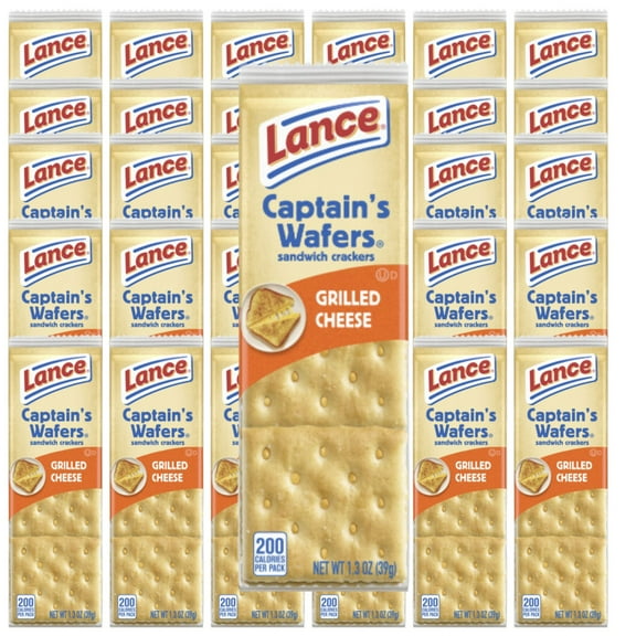 Lance Sandwich Crackers - Captain's Wafer Grilled Cheese, 40 Individual Packs | Deliciously Crispy Grilled Crackers for Snacks and Lunches