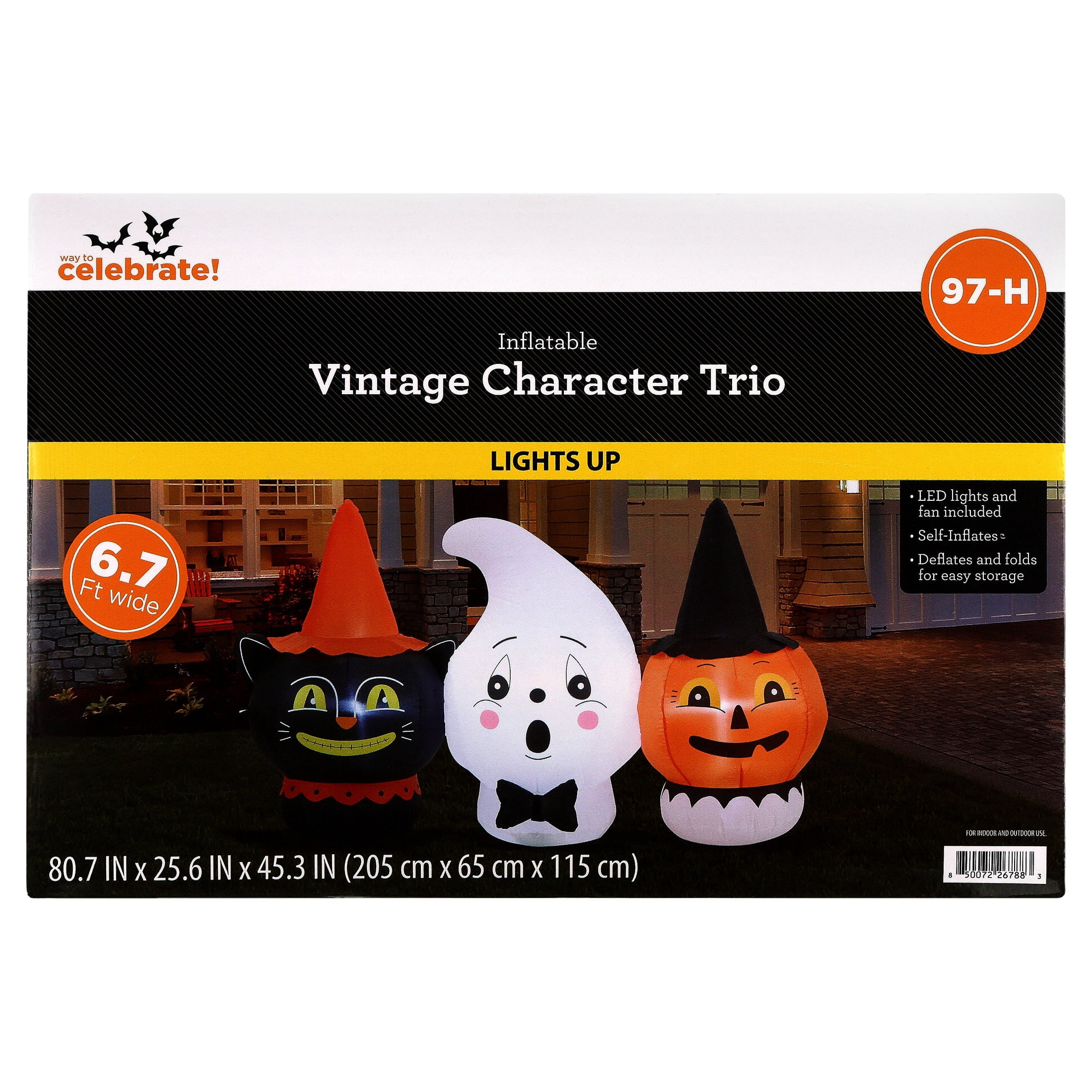 Vintage Character Trio Airblown Yard Inflatable, Multicolor, 6.7', Halloween by Way To Celebrate