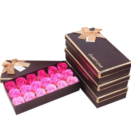 Gift Box with Artificial Rose Soap Flowers Decorative Present Set for Special Occasions Home Office Display Sweet Love