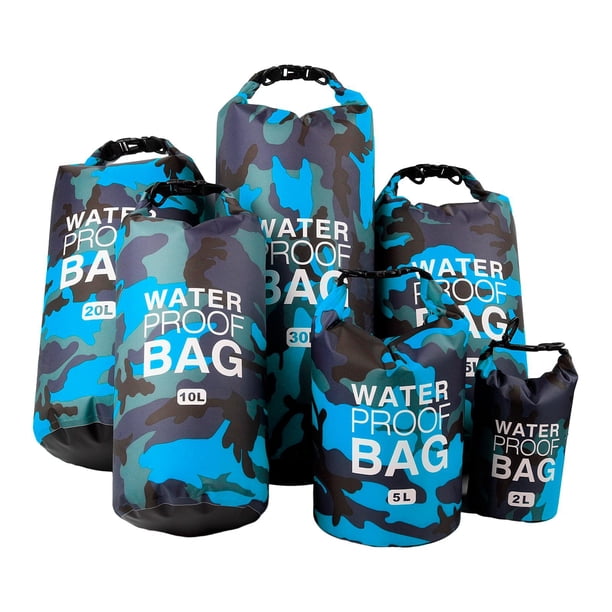 Paquete de 6 Bolsas Secas Impermeables shamjiam Bolsa Seca para Canoa Azul Claro 2L 5L 10L 15L 20L 30L