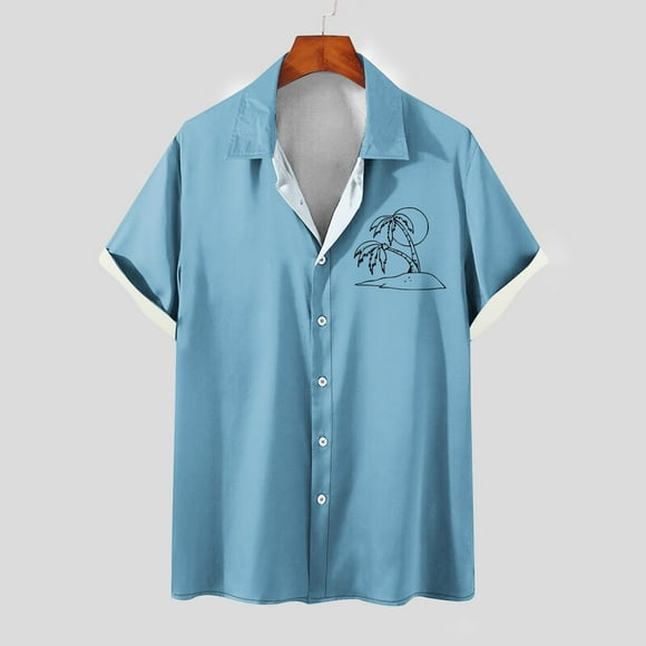 lcziwo Men's Big and Tall Hawaiian Shirts,Hawaiian Shirts for Men Loose Short Sleeve Mens Beach Shirts Resort Casual Shirts 2024 Clearance,Light Blue XXL