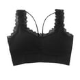 thumbnail image 3 of Bxsruta Lacy Bras for Women, Fashion Women's Solid Color Lace Seamless Beautiful Back Strap Sports Bra, Black, 3 of 4