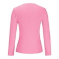 thumbnail image 5 of Fznquz Women's Tops Plain Long Sleeve Ribbed Knit Shirt Fall Pink Crew Neck Womens Shirts Dressy Casual, 5 of 6
