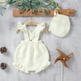 thumbnail image 4 of Generic Knitted Sweater for Children Girls Strap Solid Knitted Ruffles Sweater Baby Jumpsuit Romper with Hat Outfits Clothes Set Cute Knit Oversized Sweater (White,12-18 Months), 4 of 9