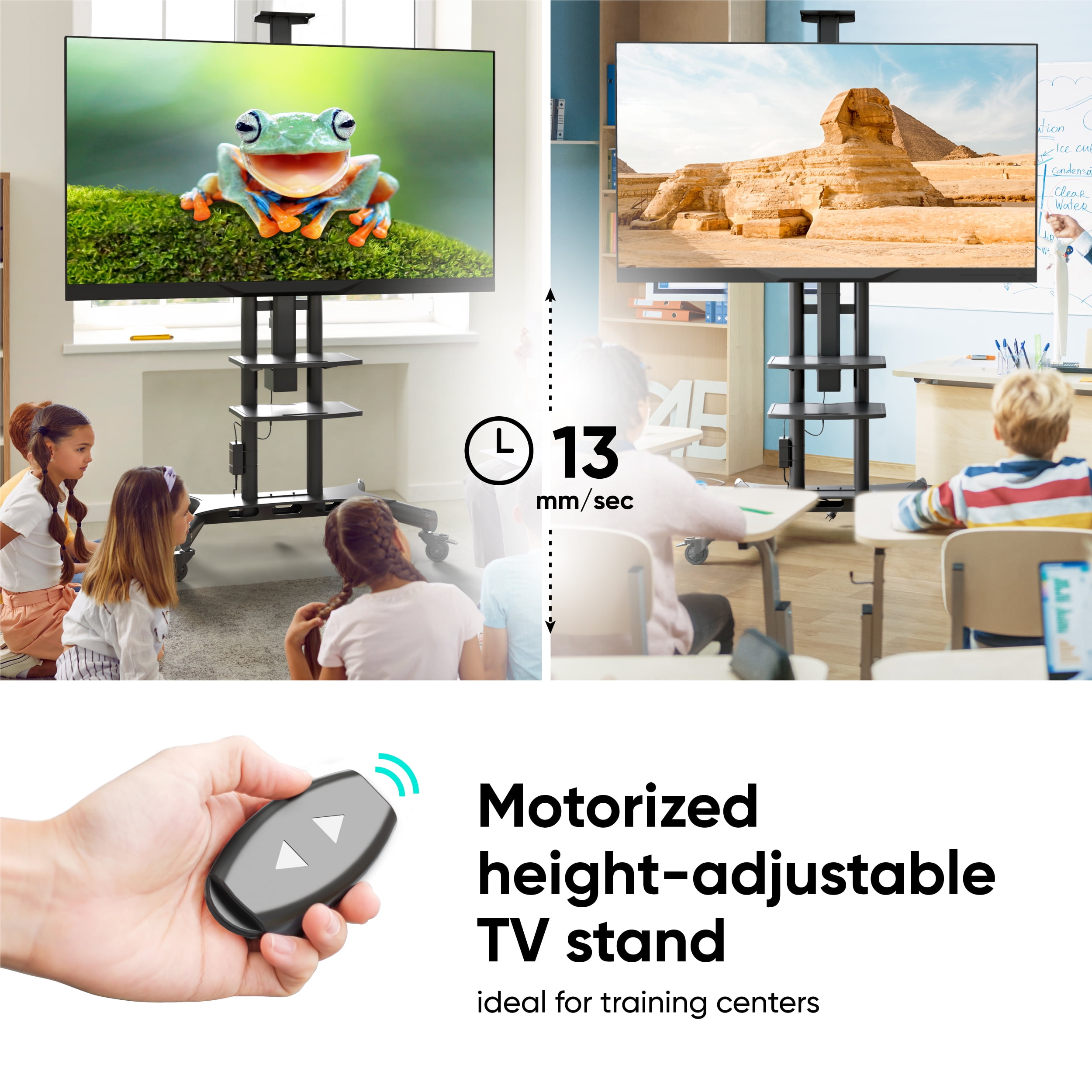 ONKRON Motorized Mobile TV Stand for 50”-86” TVs up to 200 lbs, Adjustable TV Lift, max VESA 800x500