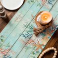 thumbnail image 2 of Teal Beach Coastal Cotton Linen Table Runner for Dining Kitchen, Summer Nautical Coral Shell Botanical Vintage Wedding Outdoor Party Tablerunners, Dresser Scarf Coffee Tablecloth Runners 13x90 Inches, 2 of 9