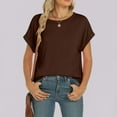 thumbnail image 3 of Besolor Summer Tunic Tops for Women Crewneck Short Sleeve T-Shirts Casual Solid Color Basic Blouse Tees, 3 of 9