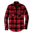 thumbnail image 2 of Yellow Rooster Men's Button Down Regular Fit Long Sleeve Plaid Flannel Casual Shirt Engine Red/Black XL, 2 of 6
