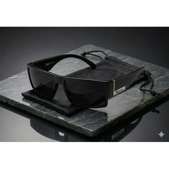 Men's Locs Rectangular Wrap Around Flat Top Large Frame UV400 Sunglasses