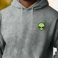 thumbnail image 5 of Dalix Alien Embroidered Fleece Hoodie Mineral Wash Long Sleeve Sweatshirt Mens in Gray XL X-Large, 5 of 8