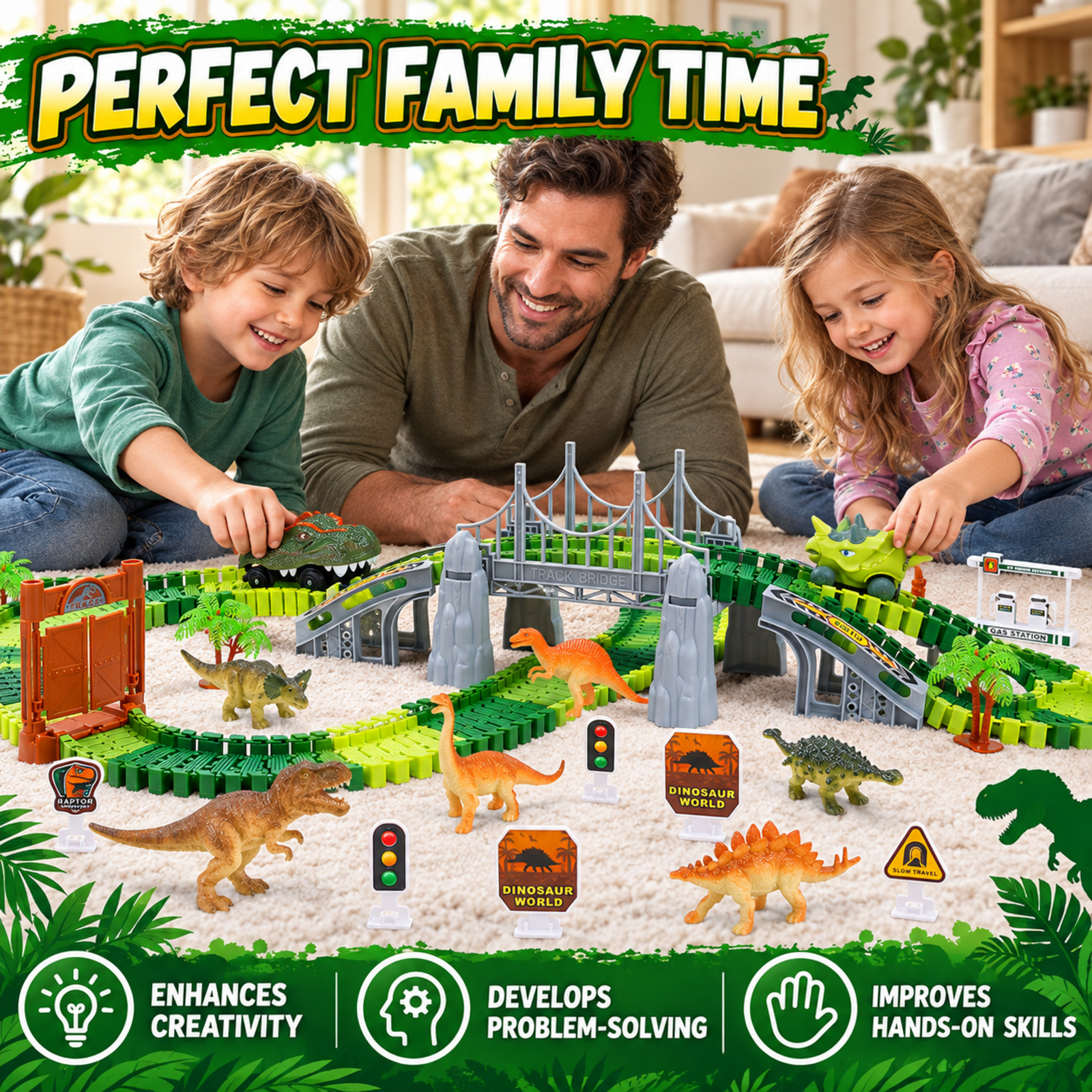 WEFONE Dinosaur Track Toys Flexible Race Track Set photo 8