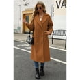 thumbnail image 3 of Lapel Collar Double Breasted Women's Winter Elegant Coats Long Notched Pea Coat, 3 of 8