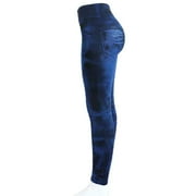 Leggings That Look Like Jeans Plus Size Tummy Control Stretchy High Waisted Yoga Pants Casual Ladies Slim Trousers