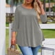 thumbnail image 2 of Plus Tamaño Suelto Ajuste Camisetas para las Mujeres Impresas 3/4 Manga Cuello Redondo Blusa Casual Verano, Más Tamaño de la Túnica de Manga Larga para las Mujeres, 2 of 6