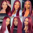 thumbnail image 2 of #99j Burgundy Bundles de cabello humano liso, 3 paquetes de 12 a 34 pulgadas, 2 of 9