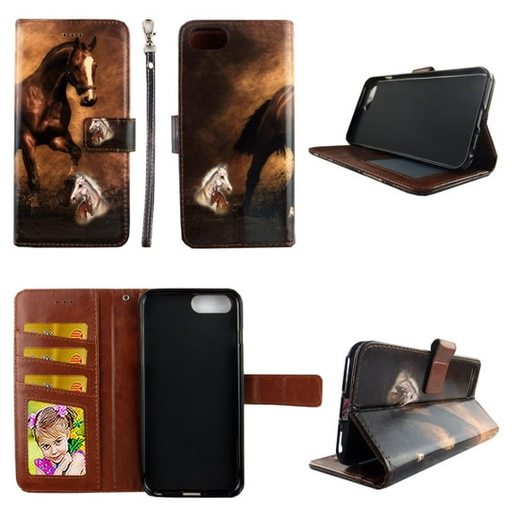 Brown Horse Wallet Case for iPhone 6 / 6s / 7 / 8 Folio Standing Cover Card Slot Money Pocket Magnetic Closure Fashion Flip Pu Leather