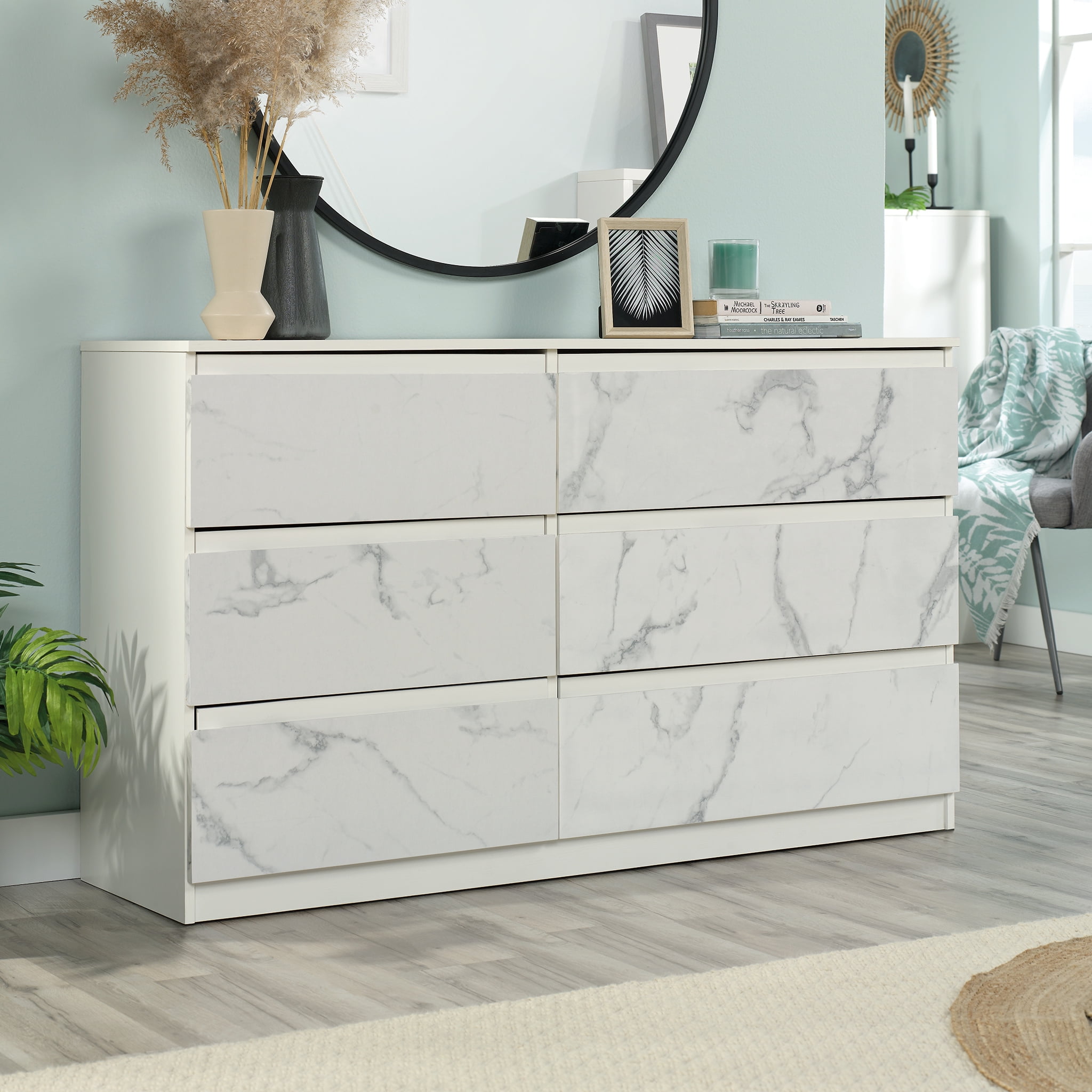 Sauder 428250 Hudson Court ? Finish 6 Drawer Dresser - Pearl Oak? -  Walmart.com
