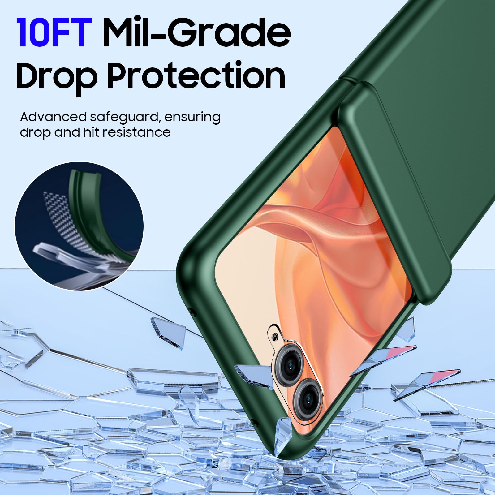 Oupeigar for Motorola Razr 2026/2025/2024 Phone Case With Hinge Protection,Screen Protector,Slim Full-Body Rugged Anti-Scratch Shockproof Case-Green