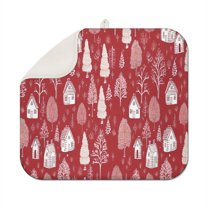 Red Christmas Village Pattern Dish Drying Mat for Kitchen 1 Pack, Ultra Absorbent Microfiber Dishes Drainer Mats,16x18in(41x46cm)