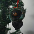thumbnail image 3 of Pequeño animal decorativo de Navidad colgante para árbol de Navidad, hogar, oficina, dormitorio con cuerda (oso negro) brillar Electrónica, 3 of 5