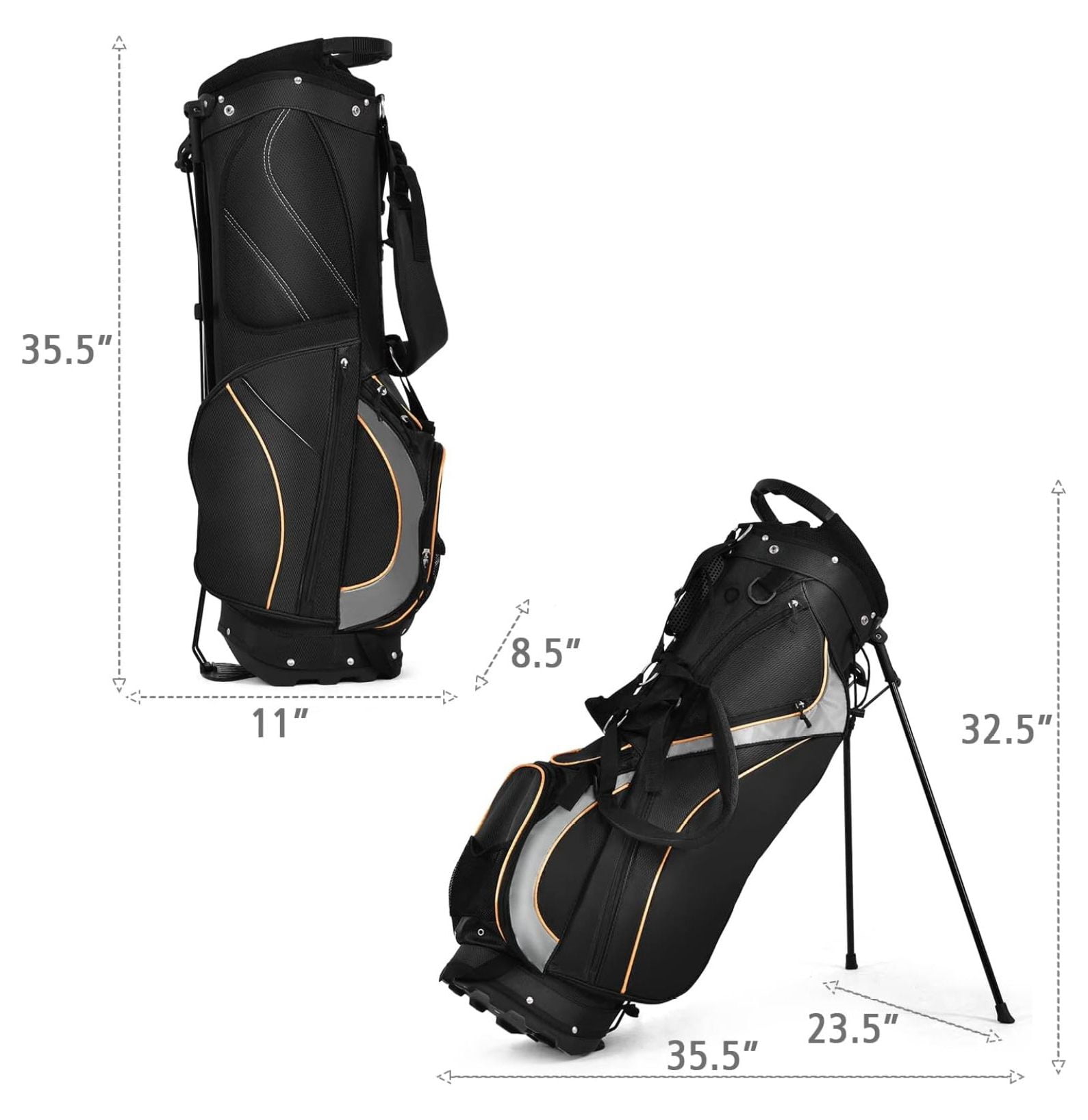 Golf Stand Bag, Golf Cart Bags with 8-Way Divider, Rain Hood & Double Shoulder Straps, Lightweight Portable Club Bag for Men Women