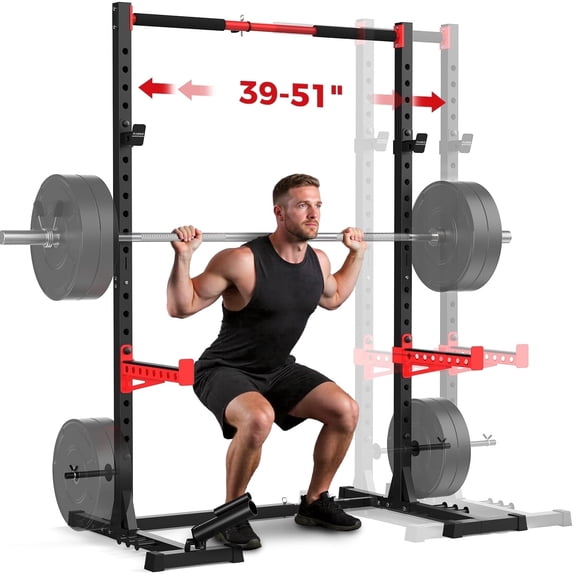FED Fitness Multi-Functional Power Rack: Adjustable Squat Stand with Pull-Up Bar, Compatible with 6FT/7FT Barbells for Home Gym