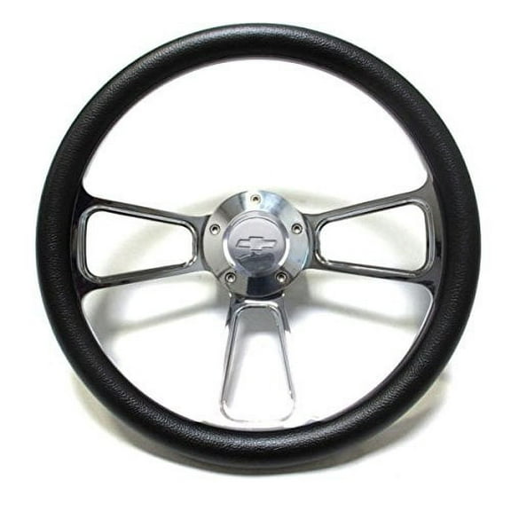 1974 - 1994 Chevy C/K Series Pick-Up Truck Black Steering Wheel, Billet Adapter