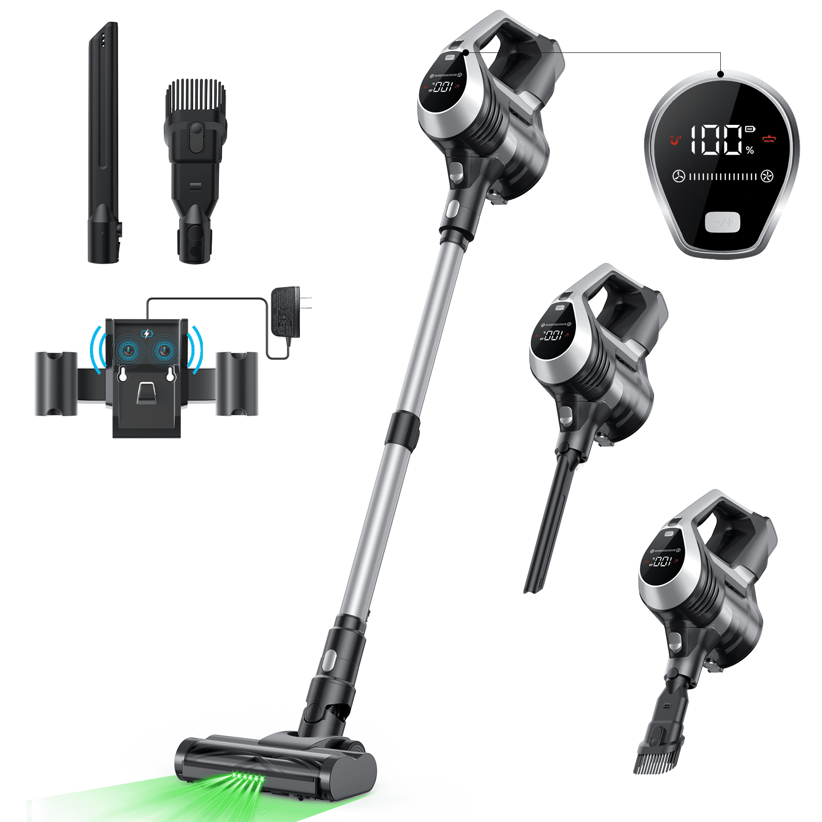 MOOSOO Cordless Vacuum, 28Kpa Vacuum Cleaners for Home, 40Mins Stick Vacuum with Anti-Tangle Brush, 3 in 1 Lightweight Wireless Vacuum Rechargeable for Hard Floors Low-Pile Carpet Pet Hair
