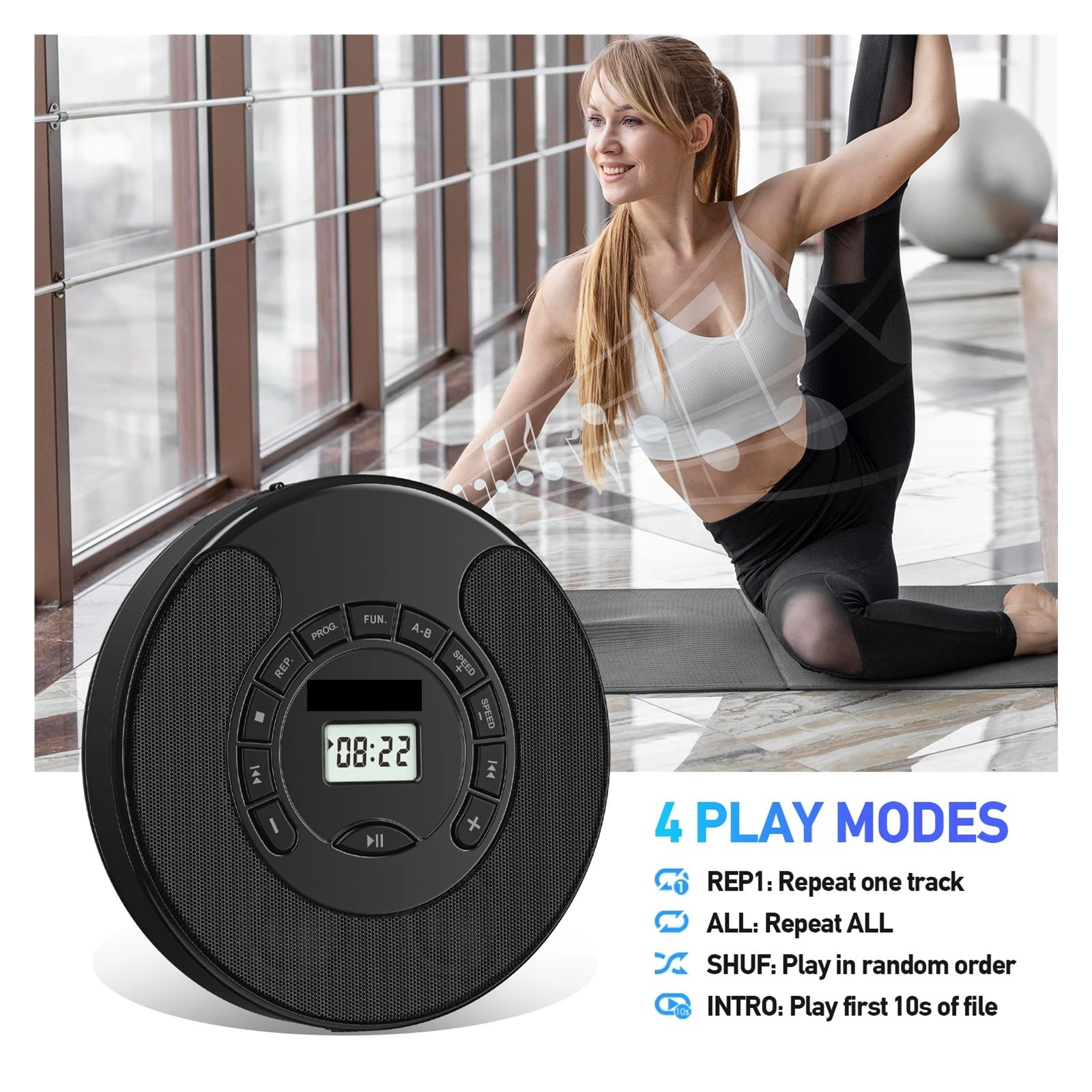 CD Player Portable Rechargeable Player Supports CD/CD-R/CD-RW/MP3 and USB with Headphone