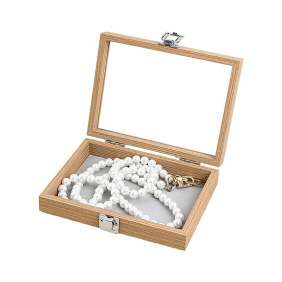 Wood Jewelry Case with Cover Necklace and Ring Organiser Dustproof Storage Box