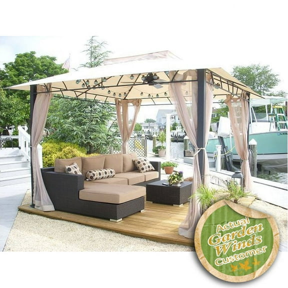 Garden Winds Replacement Canopy Top and Side Mosquito Netting Set for Target's Wellington Gazebo, Riplock 350