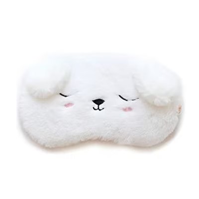 1 máscara para dormir, cómoda máscara de noche para ojos hecha de seda 100% natural y felpa ultrasuave, ajustable para dormir para viajes, lindos dibujos animados, mujeres y niños (perro blanco) Rojo Verde